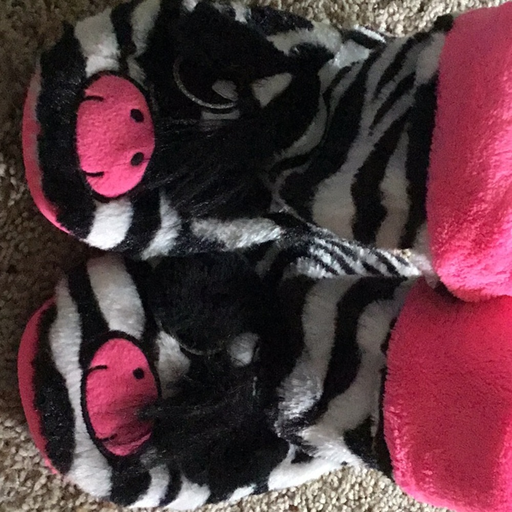 Zebra bootie slippers